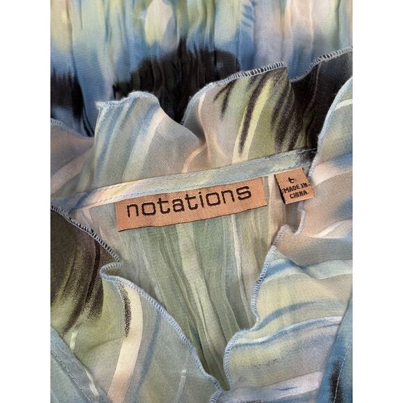 Y2k Coquette LARGE Sheer Ruffle Blouse Blue Long Sleeve Tie Front Crepe Fairy - Picture 5 of 8